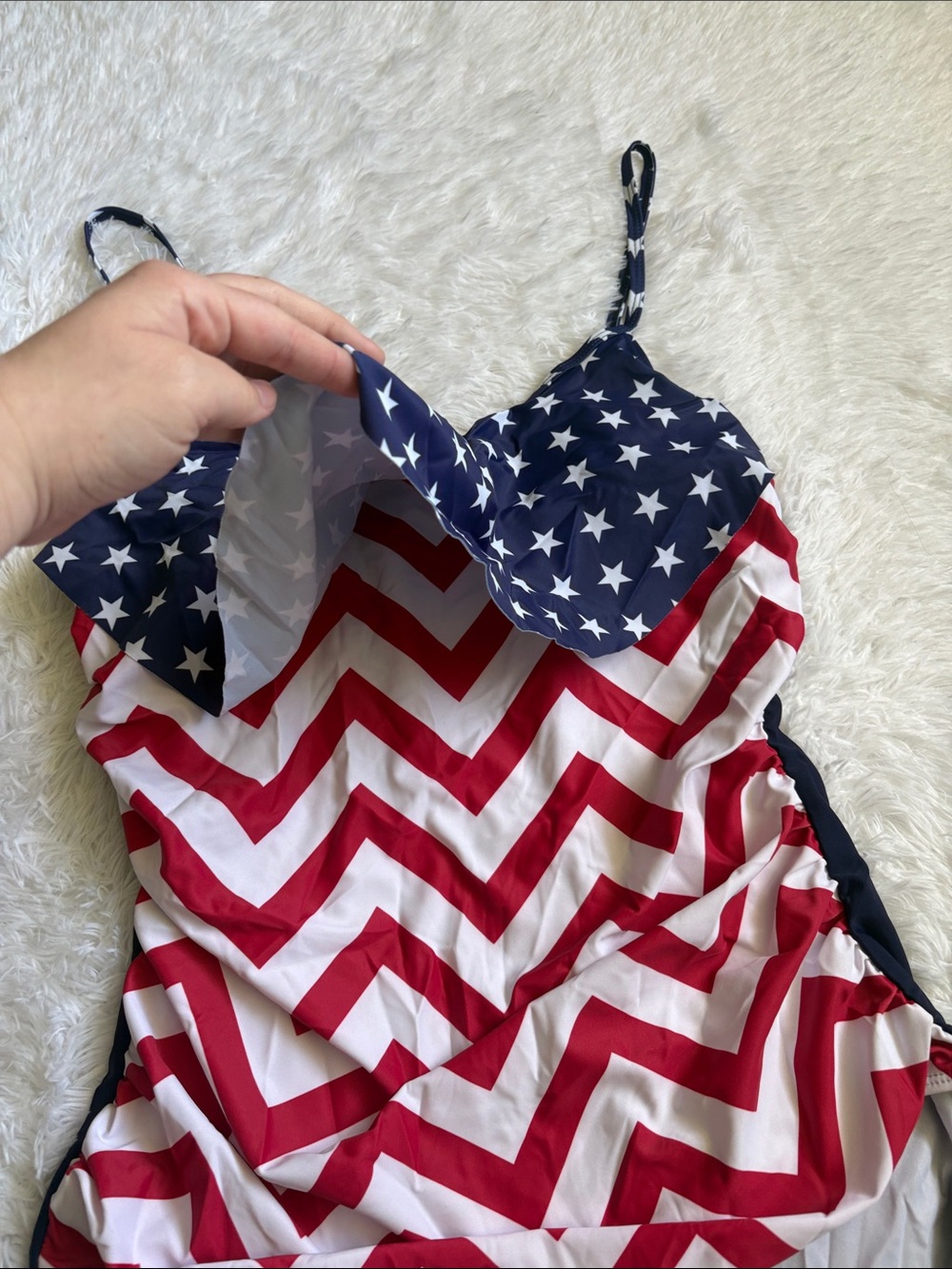 New In Packaging American Flag Ruffle Front One Piece Swimsuit Size XXL - Picture 4 of 15
